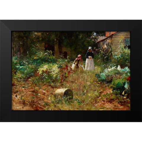 In the Garden Black Modern Wood Framed Art Print by Forsyth, William J.