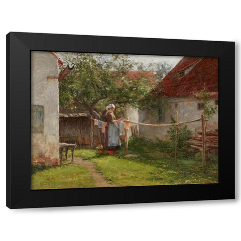 Wash Day-Bavaria Black Modern Wood Framed Art Print by Adams, John Ottis