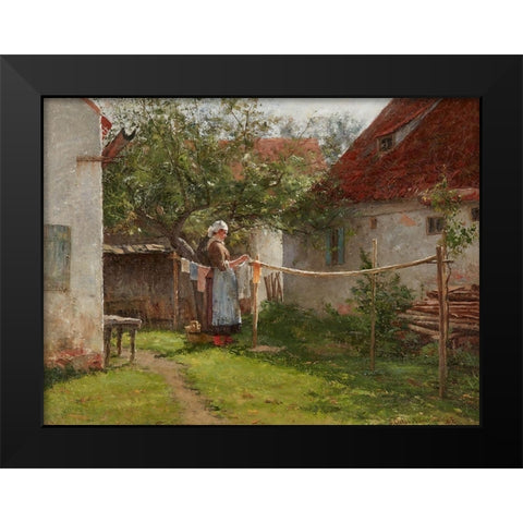 Wash Day-Bavaria Black Modern Wood Framed Art Print by Adams, John Ottis