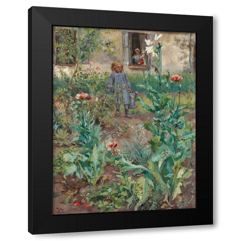 Garden in Paris Black Modern Wood Framed Art Print by Stark, Otto