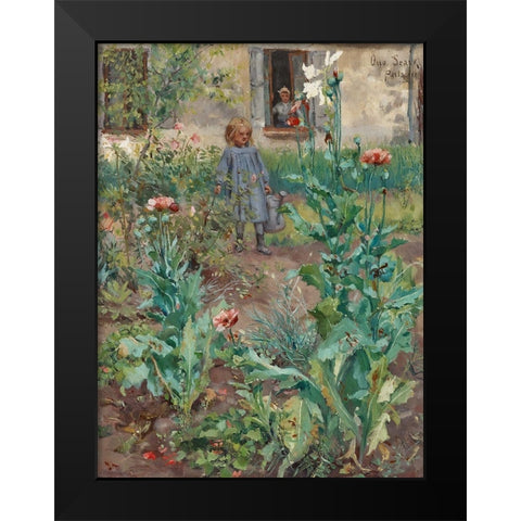 Garden in Paris Black Modern Wood Framed Art Print by Stark, Otto