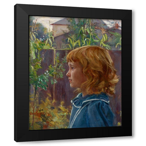 Portrait of a Young Girl Black Modern Wood Framed Art Print with Double Matting by Stark, Otto