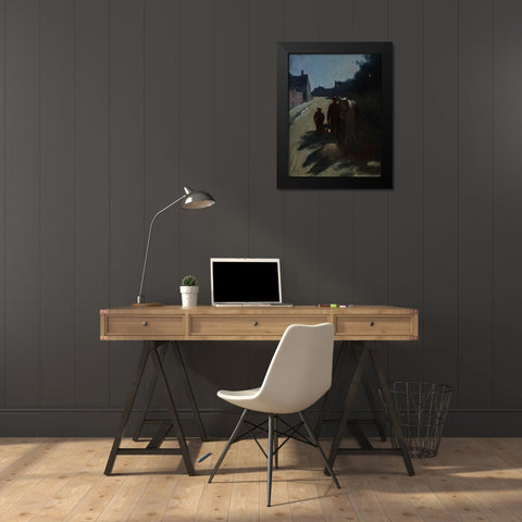 Moonlight (On the Road at Night) Black Modern Wood Framed Art Print by Stark, Otto