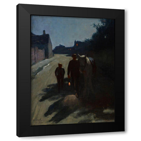 Moonlight (On the Road at Night) Black Modern Wood Framed Art Print by Stark, Otto
