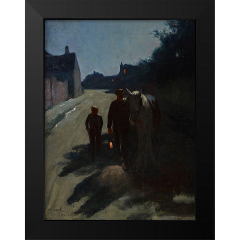 Moonlight (On the Road at Night) Black Modern Wood Framed Art Print by Stark, Otto