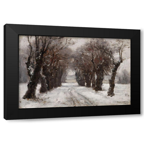 Winter in Munich Black Modern Wood Framed Art Print with Double Matting by Steele, Theodore Clement