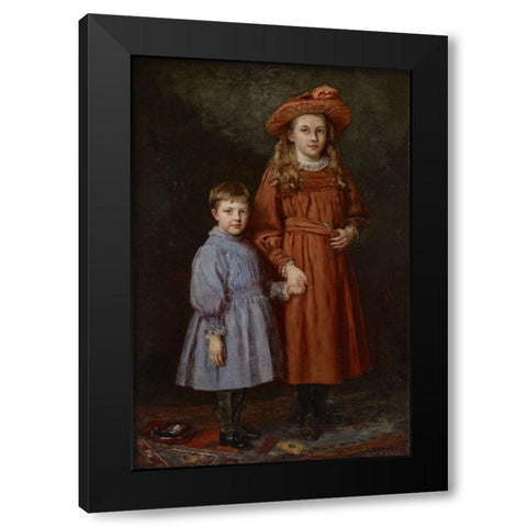 The Pierce Children Black Modern Wood Framed Art Print by Steele, Theodore Clement