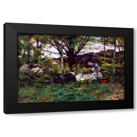 A June Idyl Black Modern Wood Framed Art Print by Steele, Theodore Clement