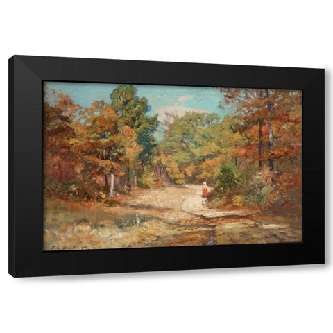 On the Road to Belmont Black Modern Wood Framed Art Print with Double Matting by Steele, Theodore Clement