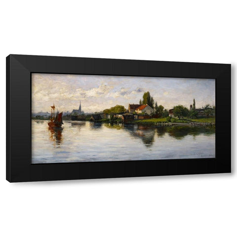 Village of Schliersee-Highlands Black Modern Wood Framed Art Print by Steele, Theodore Clement