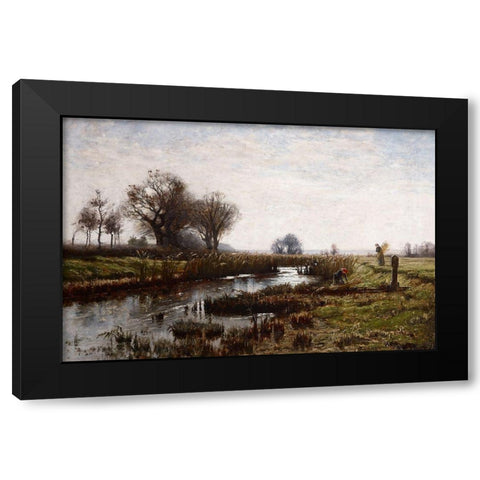 Late Afternoon-Dachau Moor Black Modern Wood Framed Art Print with Double Matting by Steele, Theodore Clement