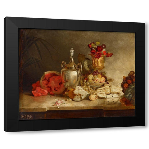 Still Life of Fruit and Urn Black Modern Wood Framed Art Print by Steele, Theodore Clement