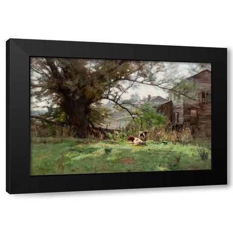 Morning-Old Schofields Mill Black Modern Wood Framed Art Print with Double Matting by Steele, Theodore Clement