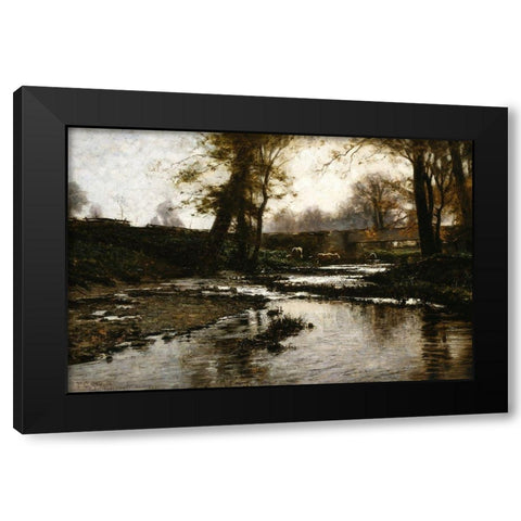 Pleasant Run Black Modern Wood Framed Art Print by Steele, Theodore Clement