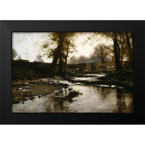 Pleasant Run Black Modern Wood Framed Art Print by Steele, Theodore Clement