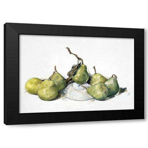 Green Pears Black Modern Wood Framed Art Print with Double Matting by Demuth, Charles