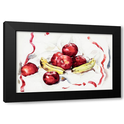 Still Life with Apples and Bananas Black Modern Wood Framed Art Print by Demuth, Charles