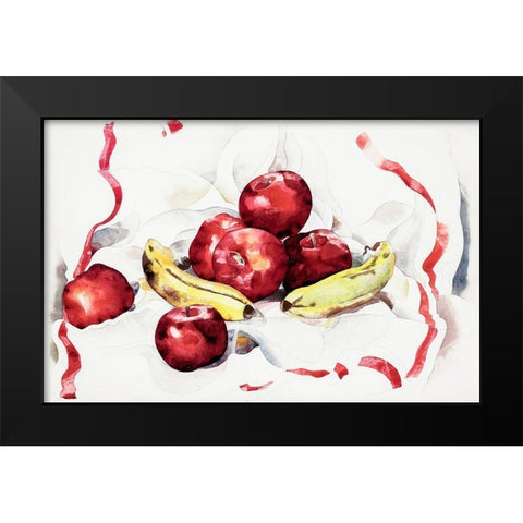 Still Life with Apples and Bananas Black Modern Wood Framed Art Print by Demuth, Charles