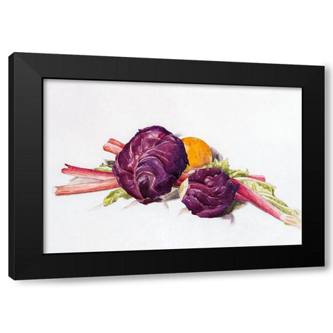 Red Cabbages-Rhubarb and Orange Black Modern Wood Framed Art Print by Demuth, Charles