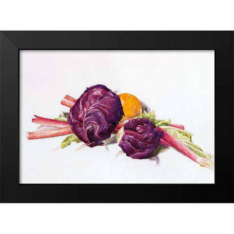 Red Cabbages-Rhubarb and Orange Black Modern Wood Framed Art Print by Demuth, Charles