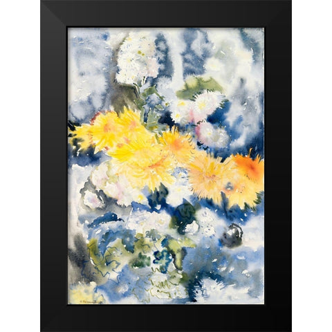 Yellow and Blue Black Modern Wood Framed Art Print by Demuth, Charles