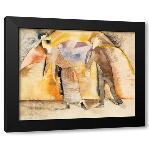 In Vaudeville-Woman and Man on Stage Black Modern Wood Framed Art Print by Demuth, Charles