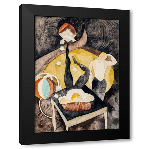 In Vaudeville-Two Acrobat-Jugglers Black Modern Wood Framed Art Print by Demuth, Charles