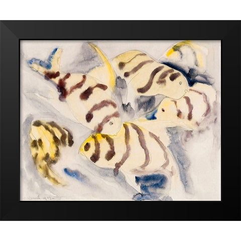 Fish Series-No. 3 Black Modern Wood Framed Art Print by Demuth, Charles