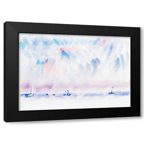 Bermuda Sky and Sea with Boats Black Modern Wood Framed Art Print by Demuth, Charles