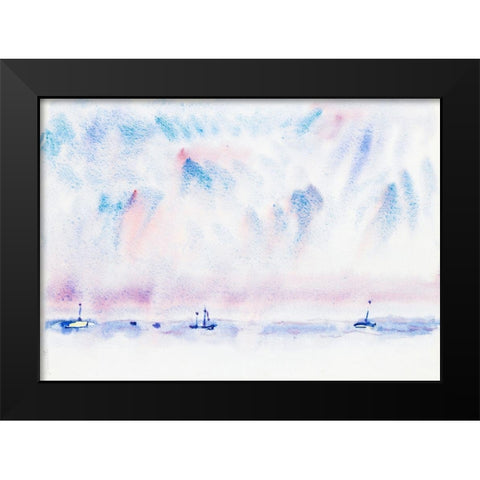 Bermuda Sky and Sea with Boats Black Modern Wood Framed Art Print by Demuth, Charles