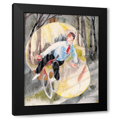 In Vaudeville-the Bicycle Rider Black Modern Wood Framed Art Print with Double Matting by Demuth, Charles
