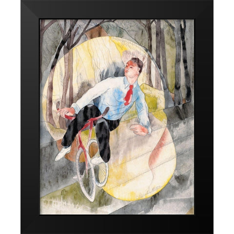 In Vaudeville-the Bicycle Rider Black Modern Wood Framed Art Print by Demuth, Charles
