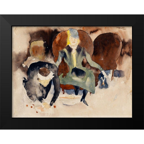 Scene after Georges Stabs Himself with the Scissors Black Modern Wood Framed Art Print by Demuth, Charles