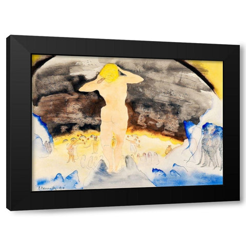 Count Muffats First View of Nana at the Theatre Black Modern Wood Framed Art Print with Double Matting by Demuth, Charles