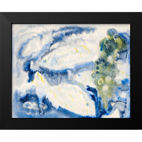 Fish Series-No. 1 Black Modern Wood Framed Art Print by Demuth, Charles