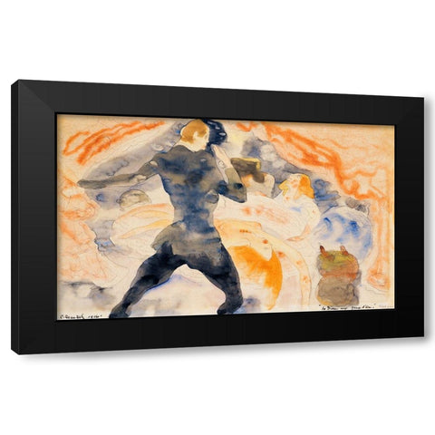 The Girl with the Golden Eyes-La Fille aux yeux dor Black Modern Wood Framed Art Print by Demuth, Charles