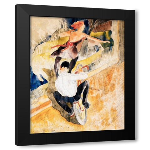 Bicycle Acrobats Black Modern Wood Framed Art Print with Double Matting by Demuth, Charles