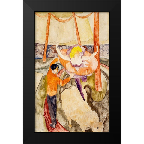Equestrienne and Assistant Black Modern Wood Framed Art Print by Demuth, Charles