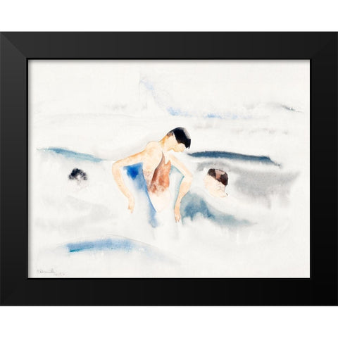 Three Figures in Water Black Modern Wood Framed Art Print by Demuth, Charles
