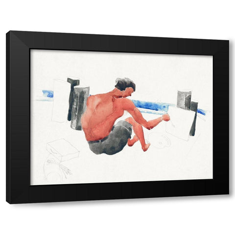 The Artist on the Beach Sketching Black Modern Wood Framed Art Print with Double Matting by Demuth, Charles