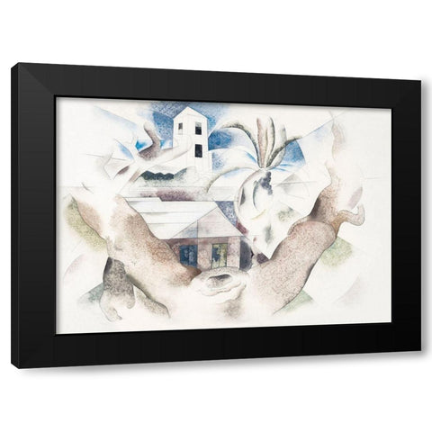 Bermuda No. 1-Tree and House Black Modern Wood Framed Art Print with Double Matting by Demuth, Charles