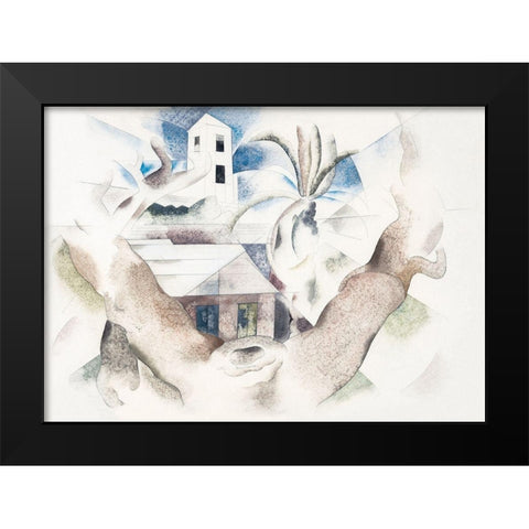 Bermuda No. 1-Tree and House Black Modern Wood Framed Art Print by Demuth, Charles