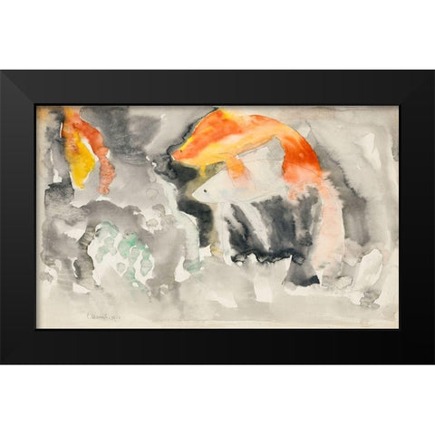 Fish Series-No. 5 Black Modern Wood Framed Art Print by Demuth, Charles