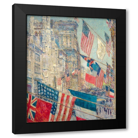 Allies Day Black Modern Wood Framed Art Print with Double Matting by Hassam, Childe