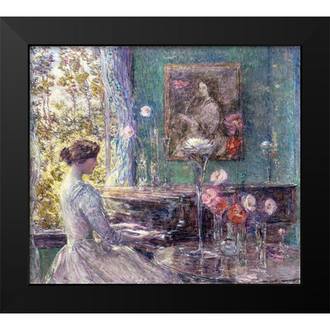 Improvisation Black Modern Wood Framed Art Print by Hassam, Childe