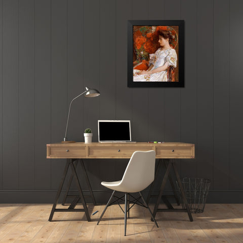 The Victorian Chair Black Modern Wood Framed Art Print by Hassam, Childe