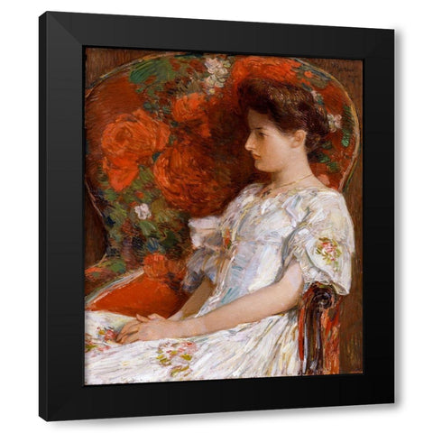 The Victorian Chair Black Modern Wood Framed Art Print by Hassam, Childe