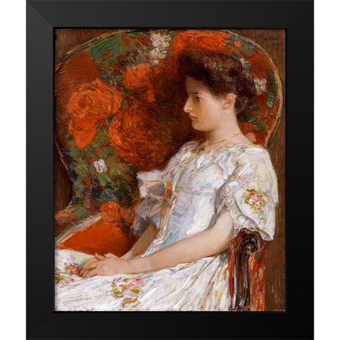 The Victorian Chair Black Modern Wood Framed Art Print by Hassam, Childe