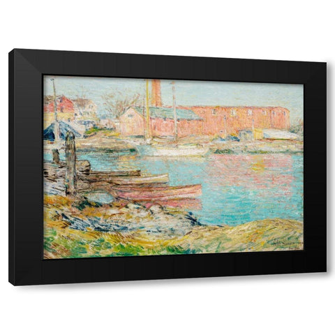 The Red Mill Black Modern Wood Framed Art Print with Double Matting by Hassam, Childe