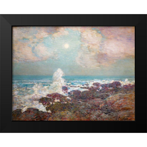 Seascape Isle of Shoals Black Modern Wood Framed Art Print by Hassam, Childe